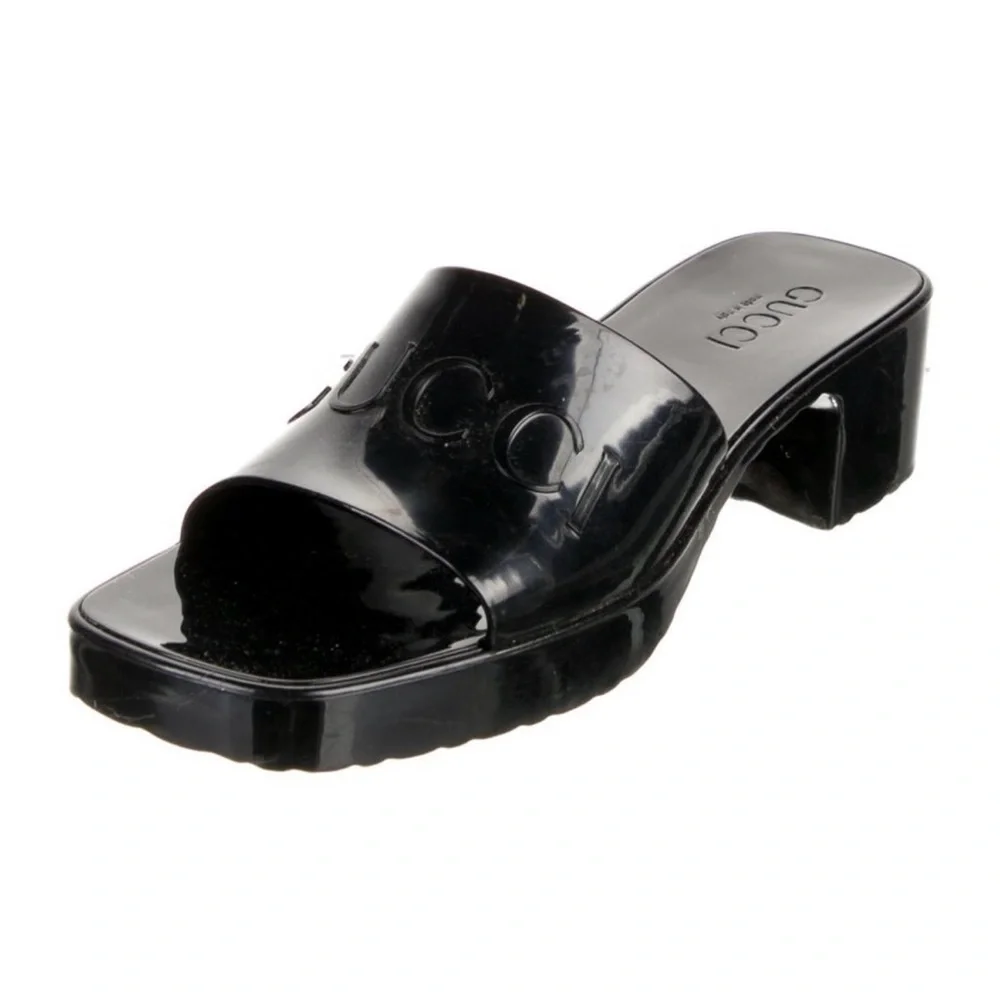 Gucci Women's Glossy Black Mules - Picture 2 of 4